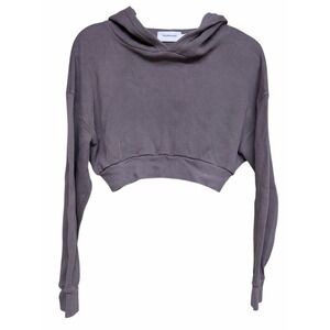 Talentless Cropped Hooded Sweatshirt Tan Women's Size Small